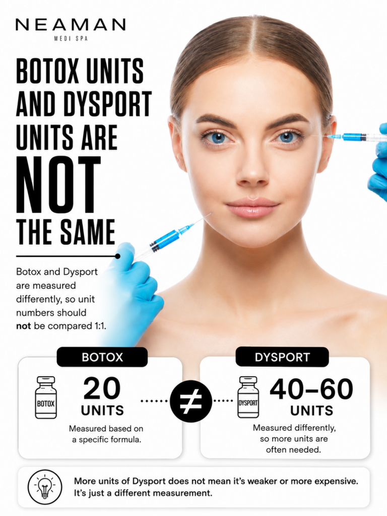 Botox and Dysport units are measured differently