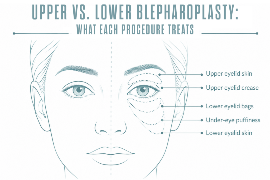 Upper vs. Lower Blepharoplasty Diagram