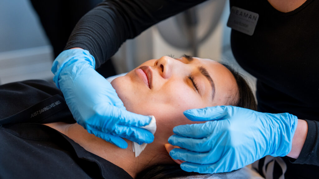 woman receiving melasma treatment